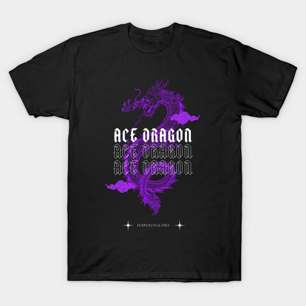 Japanese Aesthetic Ace Pride Purple Dragon T-Shirt by LazyBunny